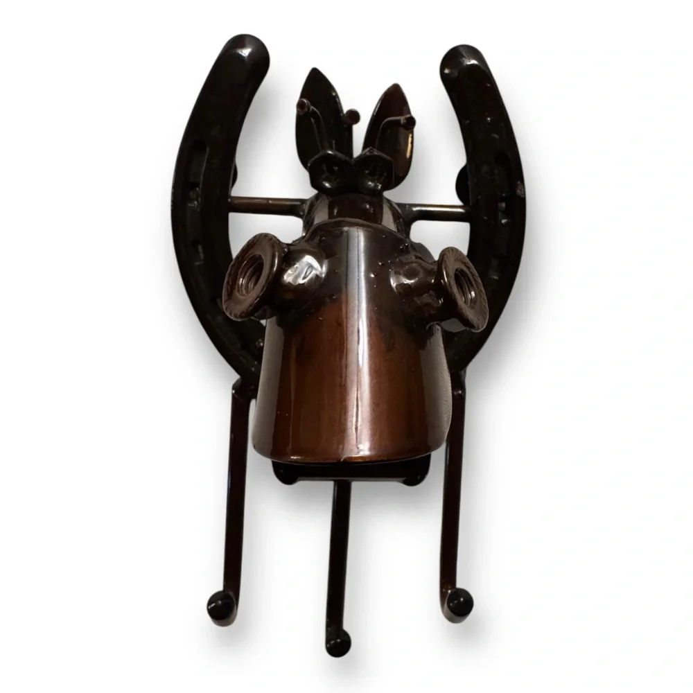 Horseshoe Horse Wall Hook, Brown Glaze Welded St Croix Forge Equestrian Tack